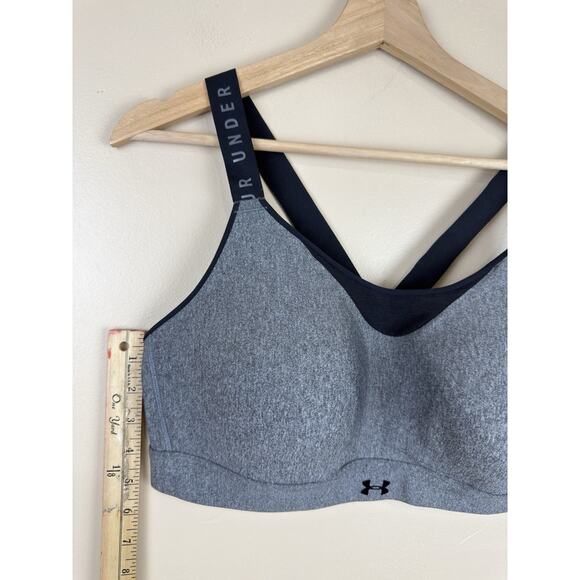 Under Armour Sports Bra Womens XL Black Gray High Impact Crossback Fitted Gym - Picture 12 of 12